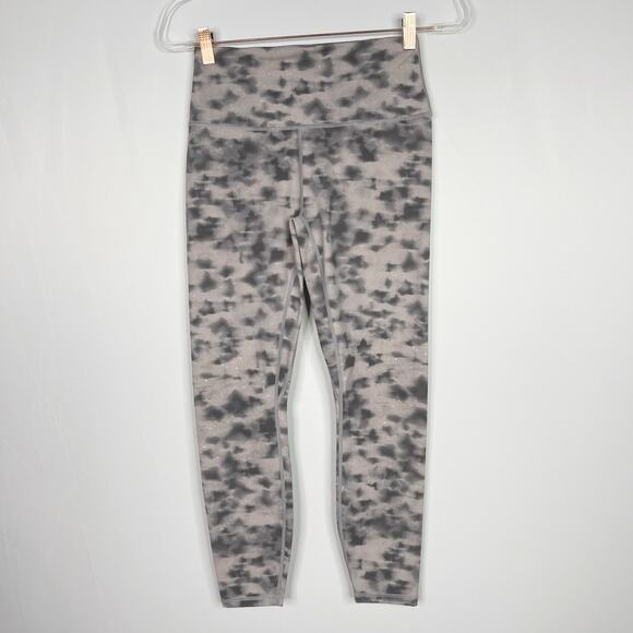 New Varley Small S Grey Lets Go High Rise Leggings Workout Printed Concrete Leaf - Picture 1 of 12